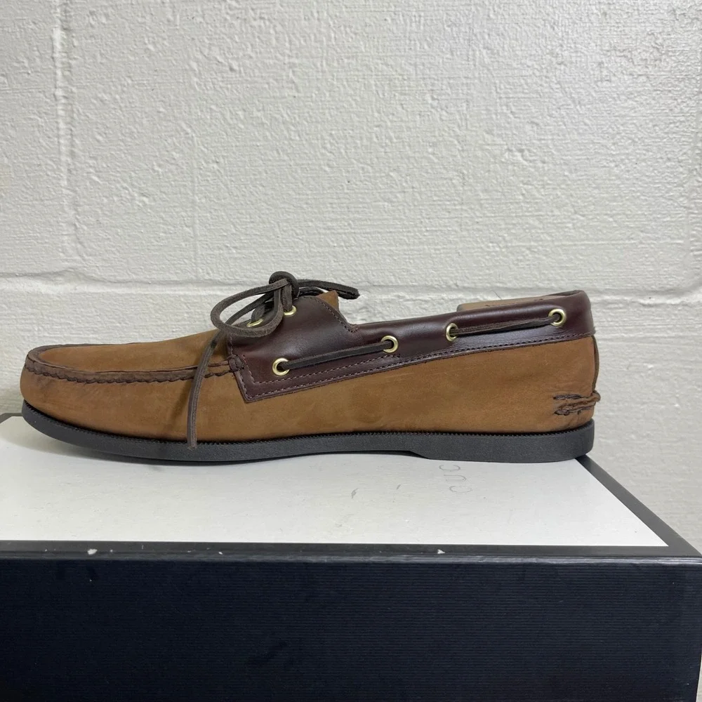 Sperry Top-Sider 0195412 Boat Shoe 2 Eye Brown‎ Leather Slip On Men's 15 Wide
